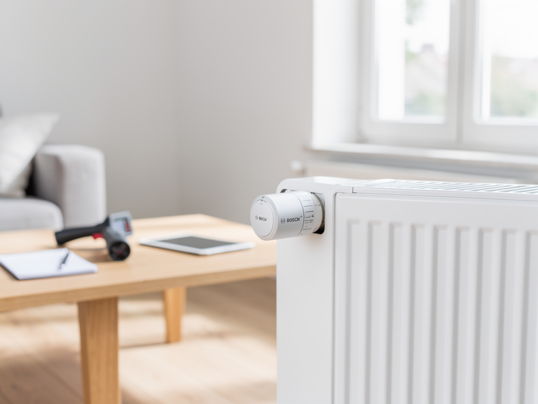 Bosch Heizkörperthermostat im Einsatz mit moderner Smart-Home Steuerung und App-Bedienung