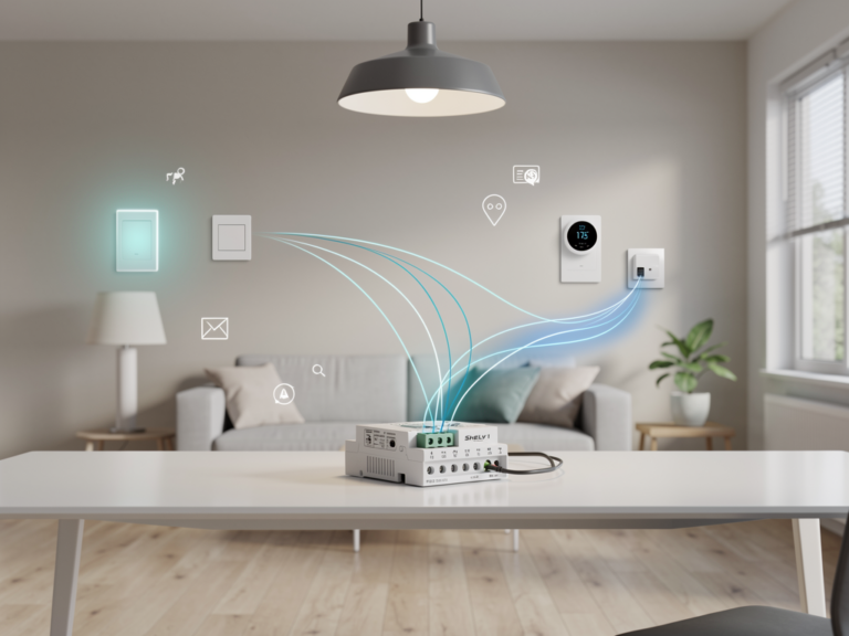Shelly 1 Plus Unterputzmodul in moderner Smart Home Hausautomation