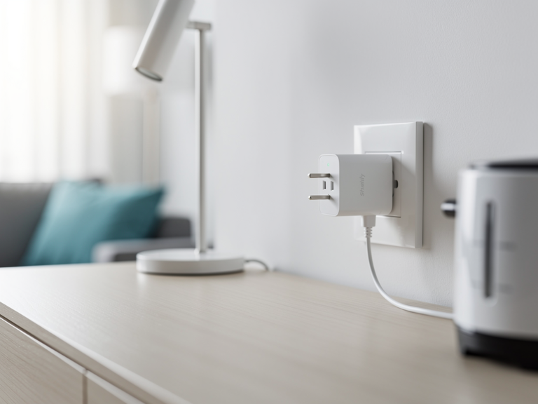 Shelly Plug US Test Steckdose im Einsatz mit Smartphone Steuerung und Strommessung