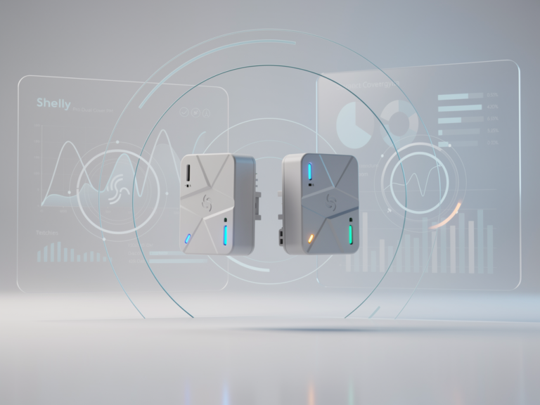 Shelly Pro Dual Cover PM Vergleich mit Fokus auf Leistungsmessung und Steuerung Shelly Pro Dual Cover PM Smart-Home-Aktor mit Leistungsmessung und Rollladensteuerung