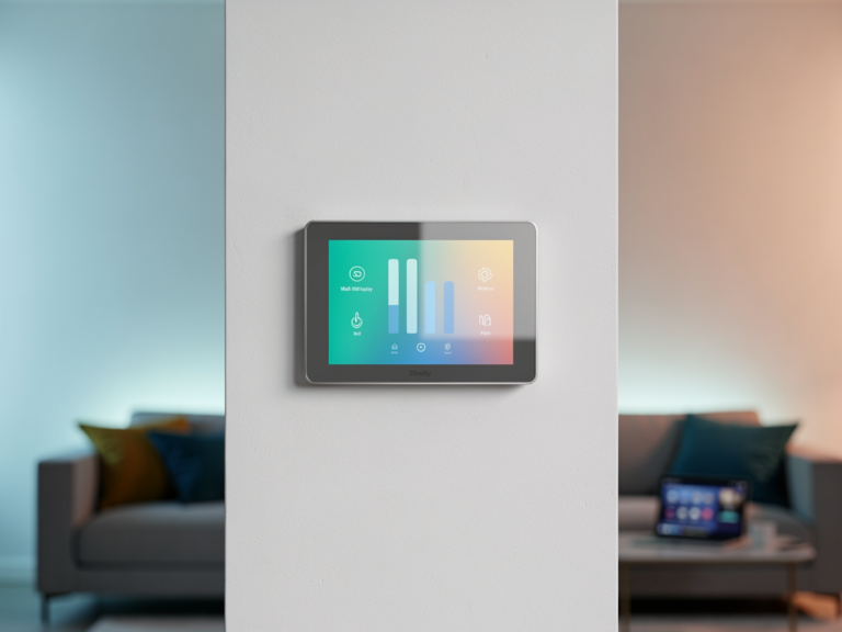 Shelly Wall Display an Wand montiert zeigt smartes Steuerpanel im Praxis-Test